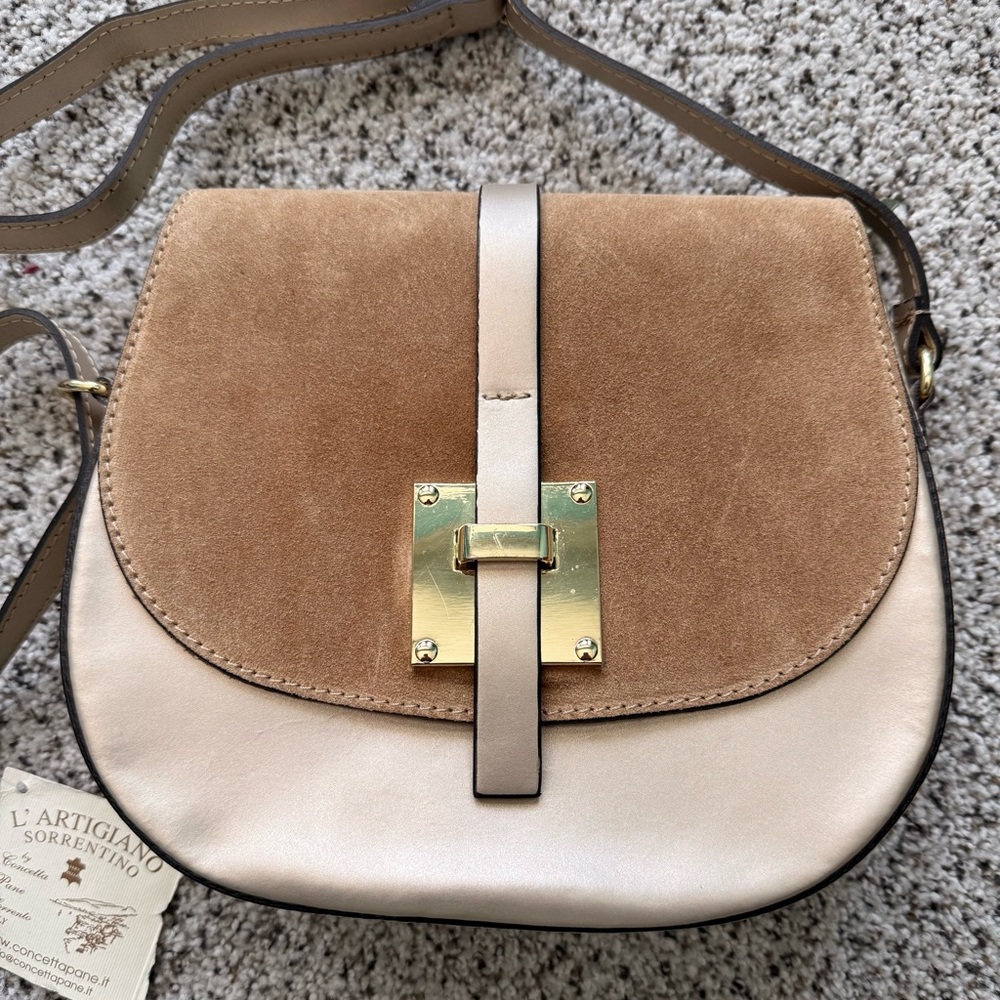 From Italy: leather and suede convertible purse